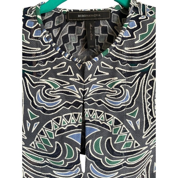 BCBGMAXAZRIA Womens Tati Tribal Burnout Mesh Dress Size XXS Multicolor NWT - Picture 4 of 5